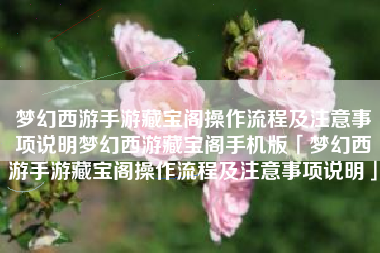 梦幻西游手游藏宝阁操作流程及注意事项说明梦幻西游藏宝阁手机版「梦幻西游手游藏宝阁操作流程及注意事项说明」