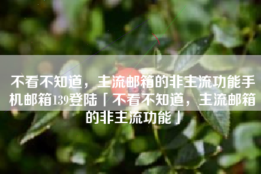 不看不知道，主流邮箱的非主流功能手机邮箱139登陆「不看不知道，主流邮箱的非主流功能」