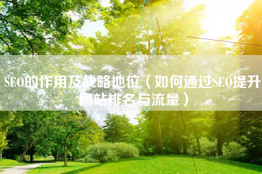 SEO的作用及战略地位（如何通过SEO提升网站排名与流量）